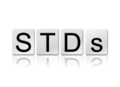 The word "STDs" written in tile letters isolated on a white background.