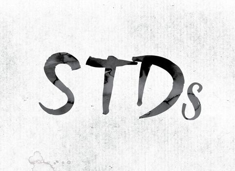 The word "STDs" concept and theme painted in watercolor ink on a white paper.