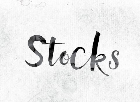 The word "Stocks" concept and theme painted in watercolor ink on a white paper.