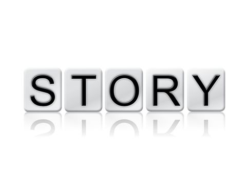 The word "Story" written in tile letters isolated on a white background.