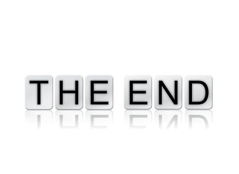 The word "The End" written in tile letters isolated on a white background.
