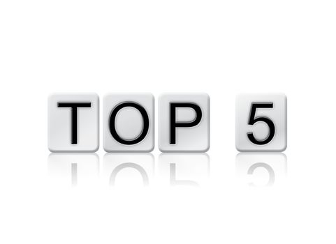 The word "Top 5" written in tile letters isolated on a white background.