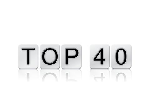 The word "Top 40" written in tile letters isolated on a white background.