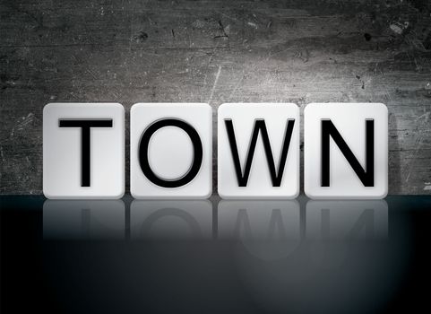The word "Town" written in white tiles against a dark vintage grunge background.