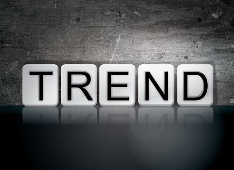 The word "Trend" written in white tiles against a dark vintage grunge background.