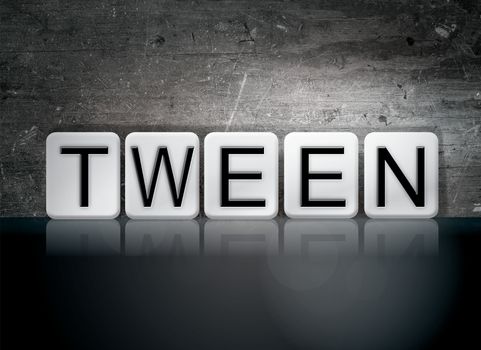 The word "Tween" written in white tiles against a dark vintage grunge background.