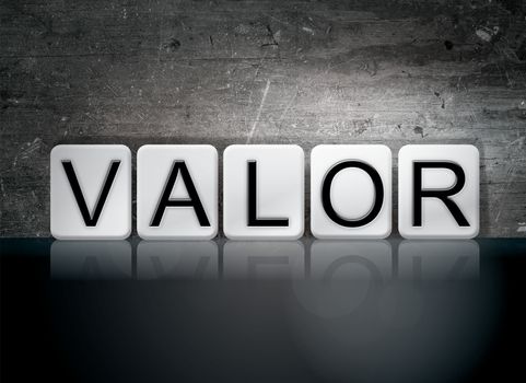 The word "Valor" written in white tiles against a dark vintage grunge background.