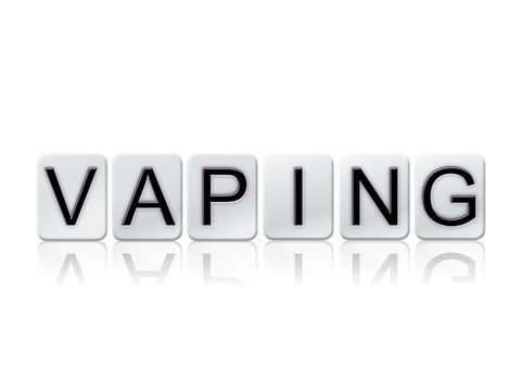 The word "Vaping" written in tile letters isolated on a white background.