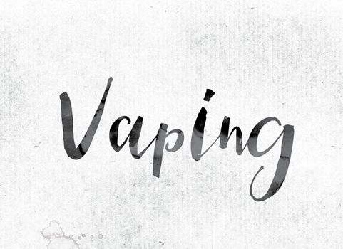 The word "Vaping" concept and theme painted in watercolor ink on a white paper.