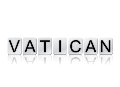 The word "Vatican" written in tile letters isolated on a white background.