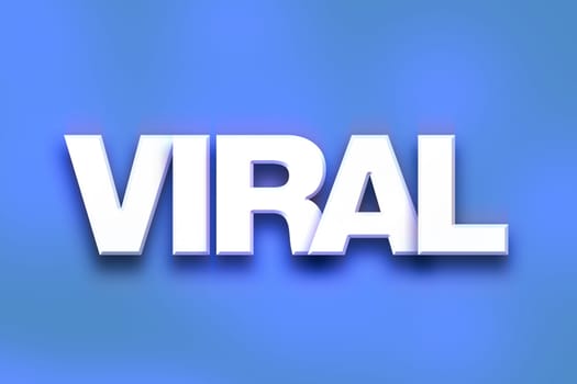 The word "Viral" written in white 3D letters on a colorful background concept and theme.