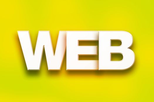 The word "Web" written in white 3D letters on a colorful background concept and theme.