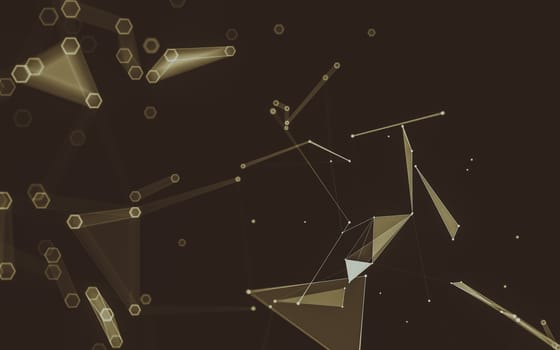 Abstract polygonal space low poly dark background with connecting dots and lines. Connection structure. 3d rendering