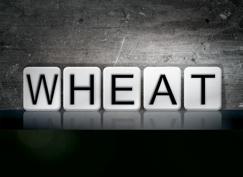 The word "Wheat" written in white tiles against a dark vintage grunge background.