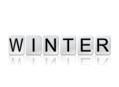 The word "Winter" written in tile letters isolated on a white background.