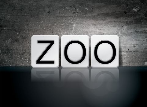 The word "Zoo" written in white tiles against a dark vintage grunge background.