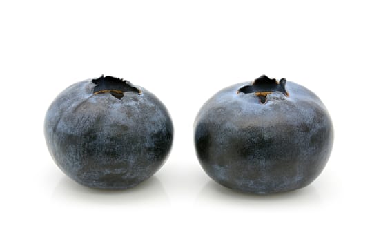 Close-up of fresh blueberry on a white background