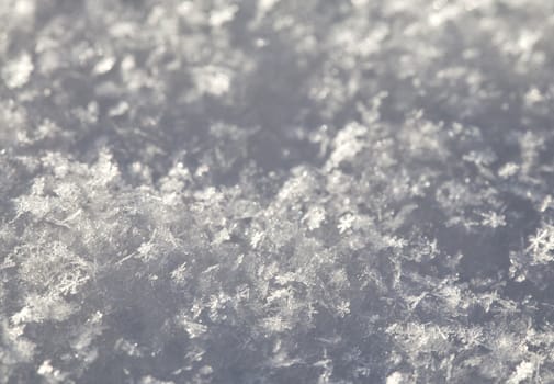 Surface of fresh snow in winter, macro shot