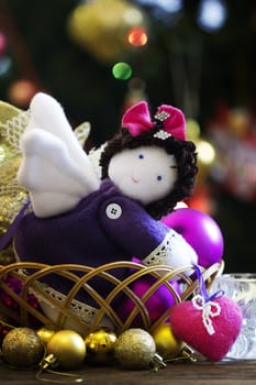 A natural cotton soft toy angel that brings a heart, peaceful handmade soft toy.Christmas decoration handmade toy Angel.