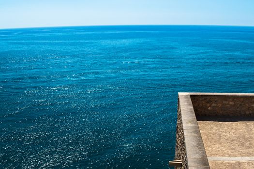 Terrace to contemplate the sea. Horizontal image.