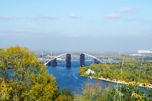 Rusty unfinished bridge in Kiev, Ukraine