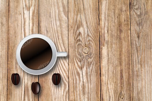 Coffee on the wooden table