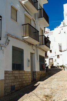 A street in the village of Peñíscola,Spain. Vertical image.