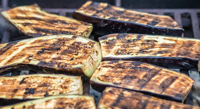 organic eggplant prepared on the grill. Grilled vegetables