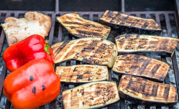 organic eggplant prepared on the grill. Grilled vegetables