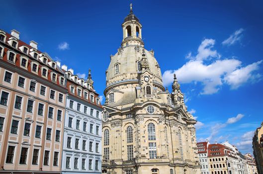 Neumarkt Square at Frauenkirche (Our Lady church) in the center of Old town in Dresden, Germany