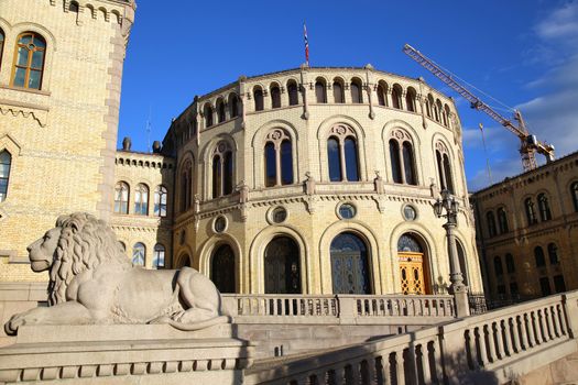 Norwegian parliament Storting Oslo in central Oslo, Norway