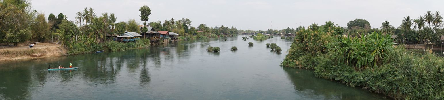 BAN KHONE, LAOS - FEBRUARY 24, 2016: Village Ban Khone on Don Khone Island within the Mekong river on February 24, 2016 in Laos, Asia