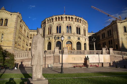 OSLO, NORWAY – AUGUST 17, 2016: Norwegian parliament designed by Swedish architect Emil Victor Langlet. Stortinget Oslo in central Oslo, Norway on August 17,2016.