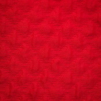 Rustic canvas fabric texture in red color. Square shape