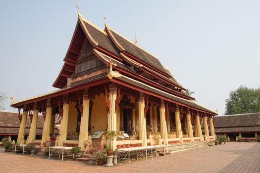 VIENTIANE, LAOS - FEBRUARY 20, 2016:  Wat Si Saket, one of the sights in Vientiane on February 20, 2016 in Laos, Asia