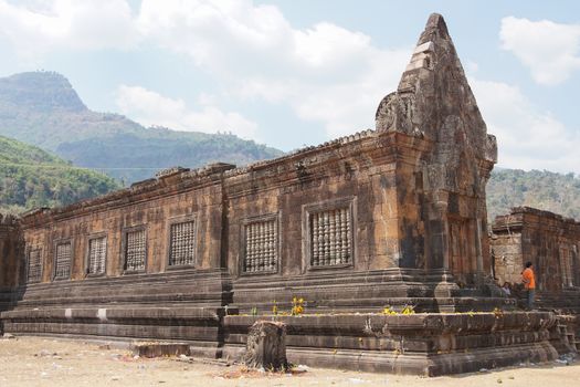 WAT PHU CHAMPASAK, LAOS - FEBRUARY 22, 2016: Temple Wat Phu Champasak, historical site and sights of Laos on February 22, 2016 in Laos, Asia