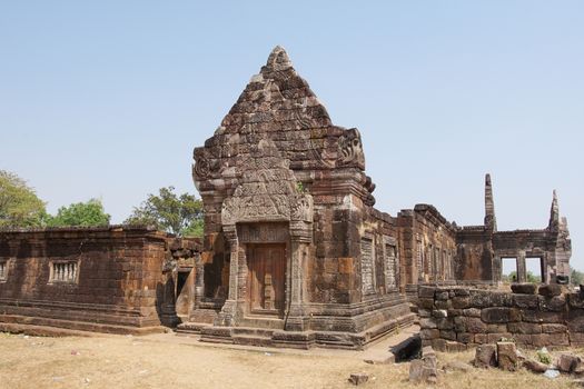 WAT PHU CHAMPASAK, LAOS - FEBRUARY 22, 2016: Temple Wat Phu Champasak, historical site and sights of Laos on February 22, 2016 in Laos, Asia