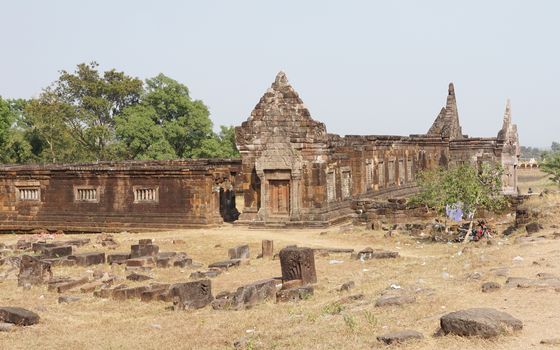 WAT PHU CHAMPASAK, LAOS - FEBRUARY 22, 2016: Temple Wat Phu Champasak, historical site and sights of Laos on February 22, 2016 in Laos, Asia