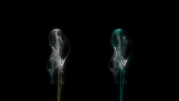 Colorful smoke explosion on a black background. Computer graphic