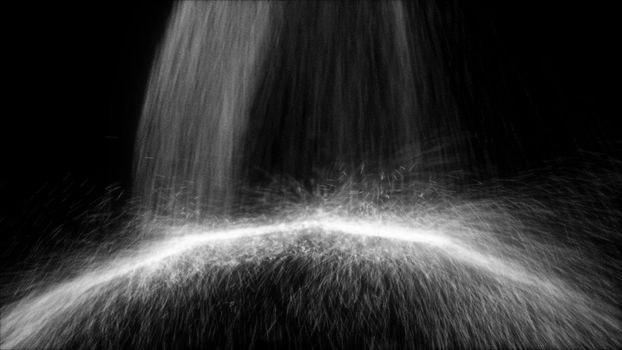 Particle Falling down on an invisible ball. 3D rendered