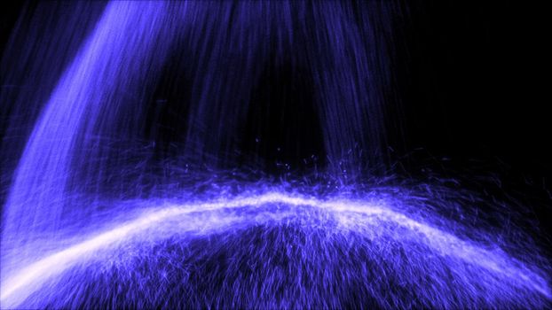 Particle Falling down on an invisible ball. 3D rendered