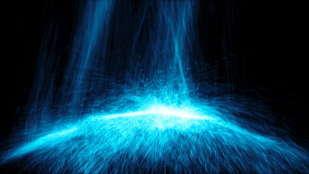 Particle Falling down on an invisible ball. 3D rendered