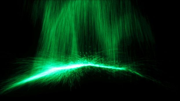 Particle Falling down on an invisible ball. 3D rendered
