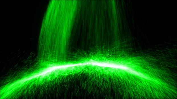 Particle Falling down on an invisible ball. 3D rendered