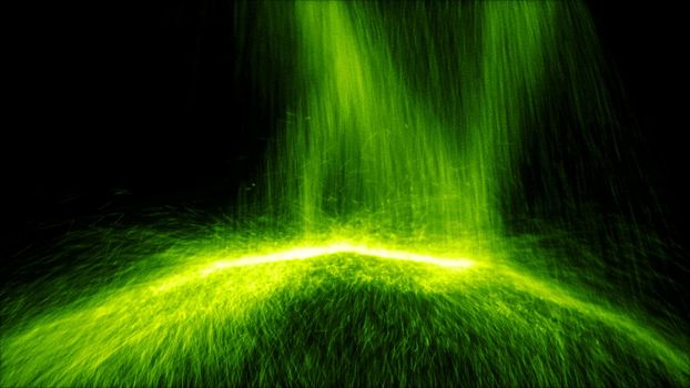 Particle Falling down on an invisible ball. 3D rendered