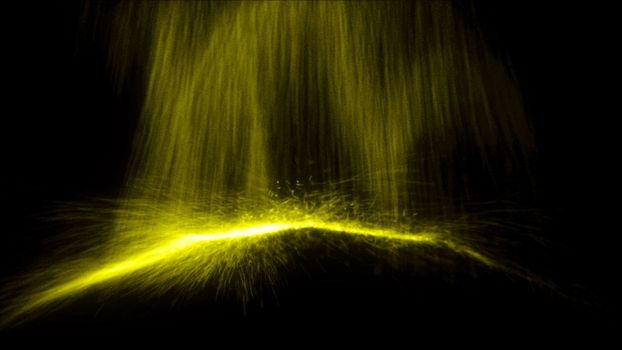 Particle Falling down on an invisible ball. 3D rendered
