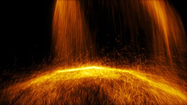 Particle Falling down on an invisible ball. 3D rendered