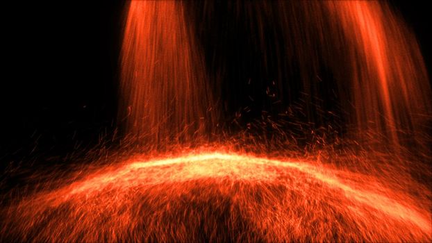 Particle Falling down on an invisible ball. 3D rendered
