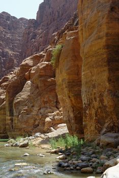 Scenic cliffs of Wadi Mujib creek in Jordan