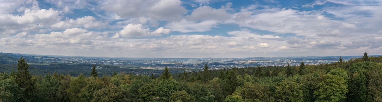 Panoramic view in Bielefeld, Herford, Porta Westfalica, Detmold and the Teutoburg Forest in Germany.